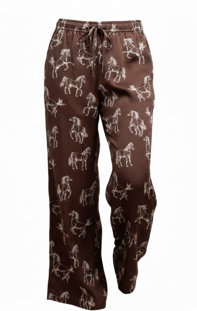 Horse Print Silk Pants