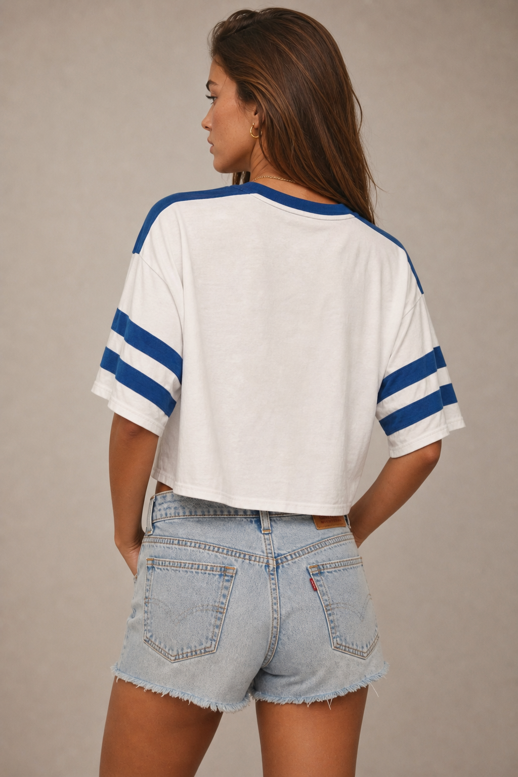 Broncos White Cropped T
