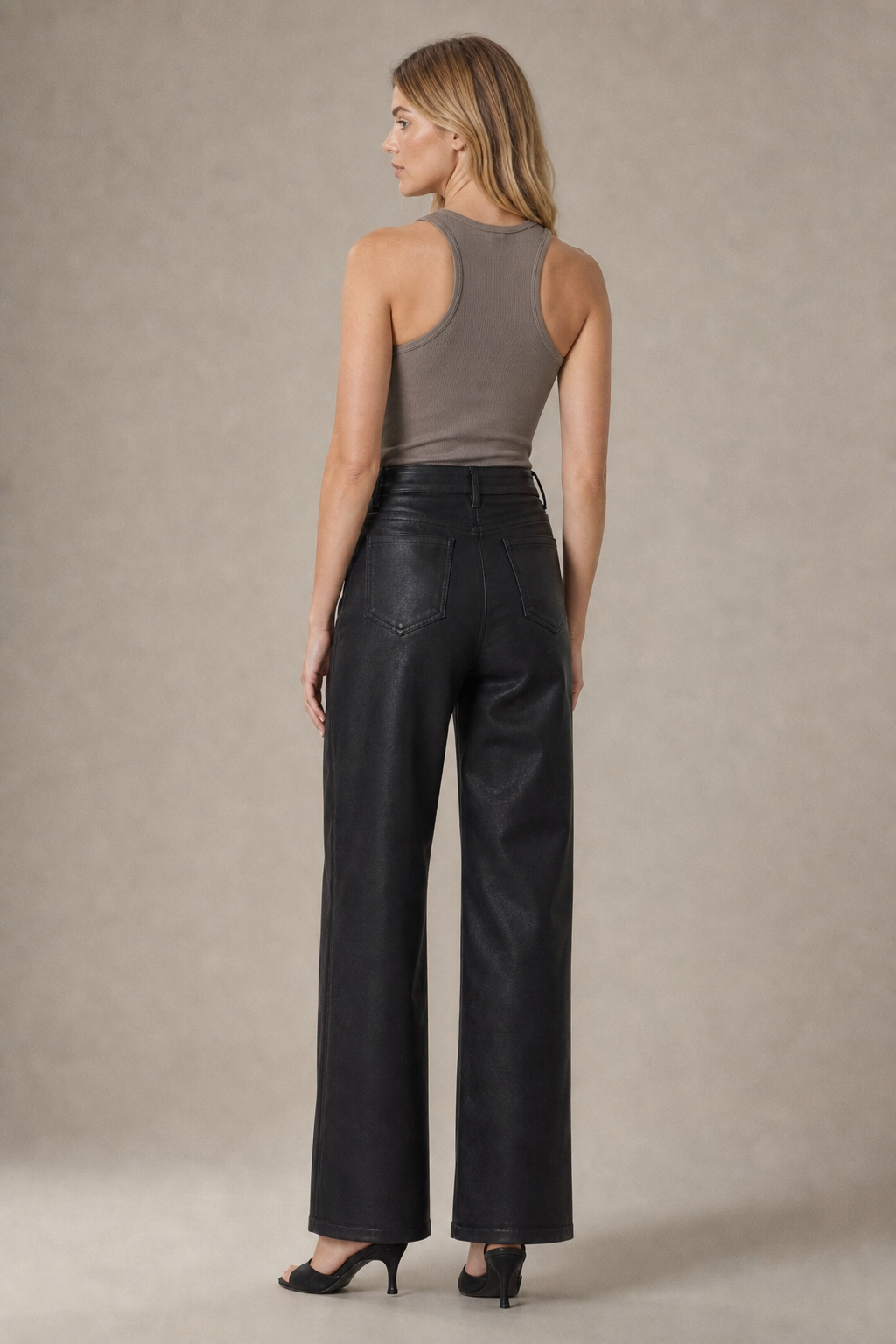 Coated Wide Leg Denim