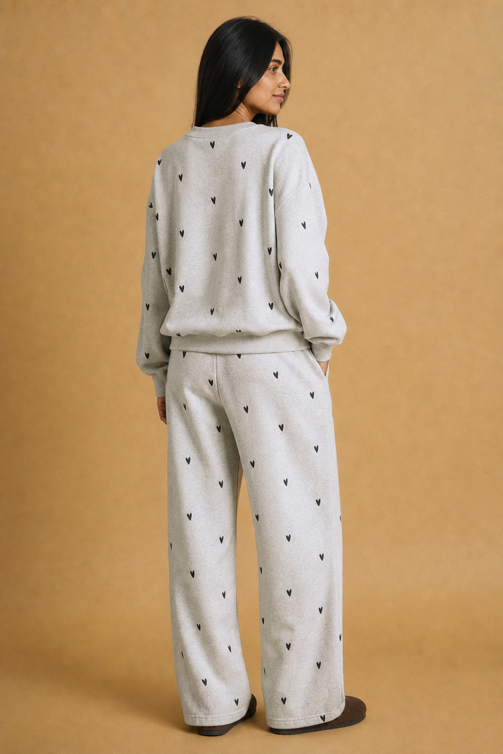 Heart Embroidered Sweat Pants