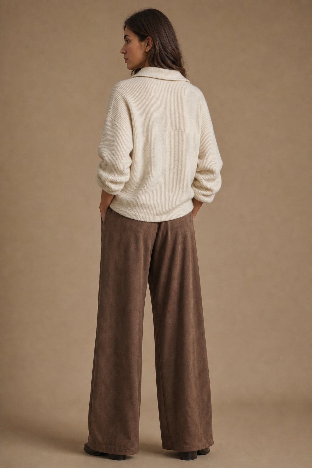 Suede Pleated Pants