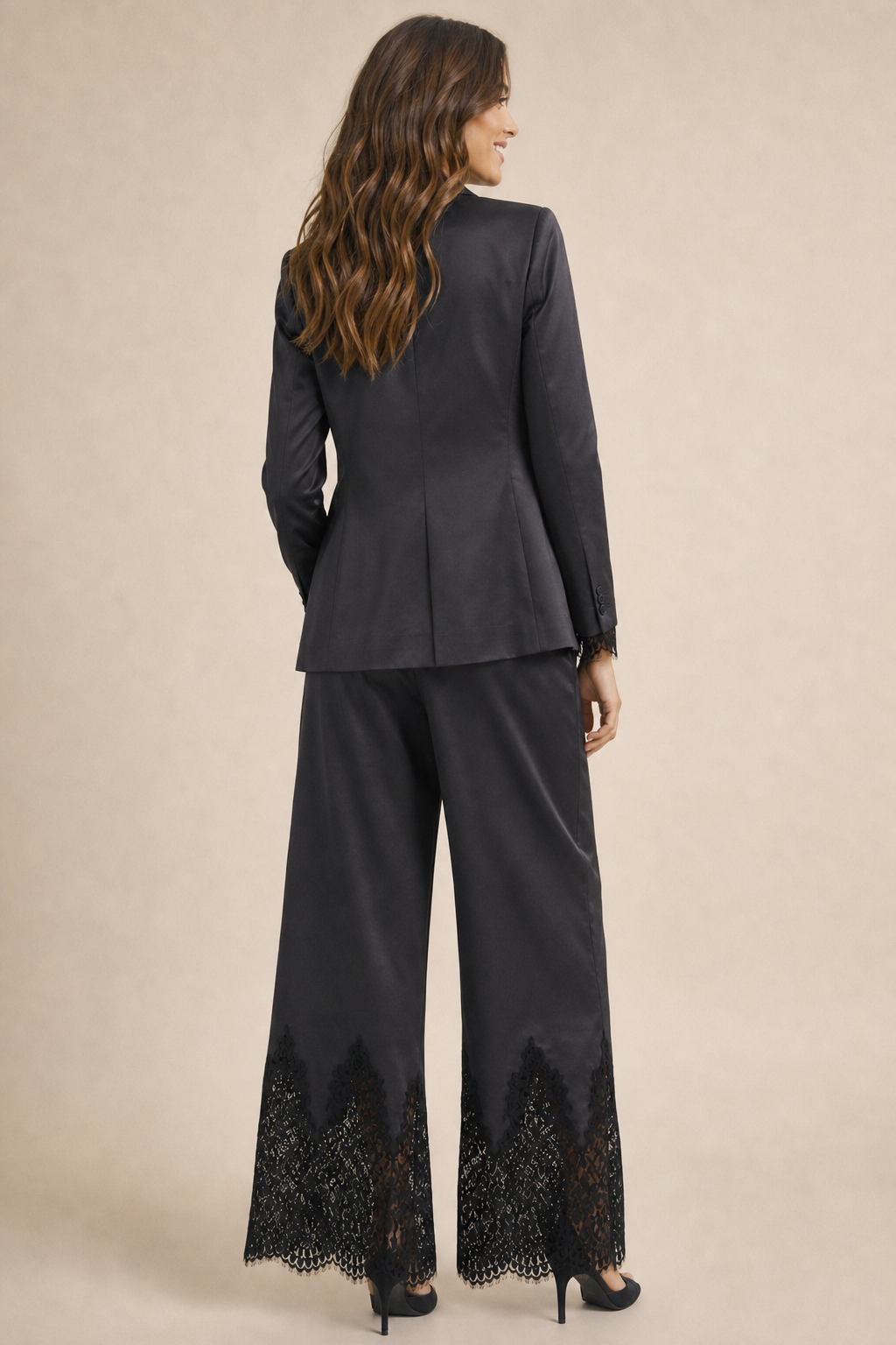 Satin Pants With Lace
