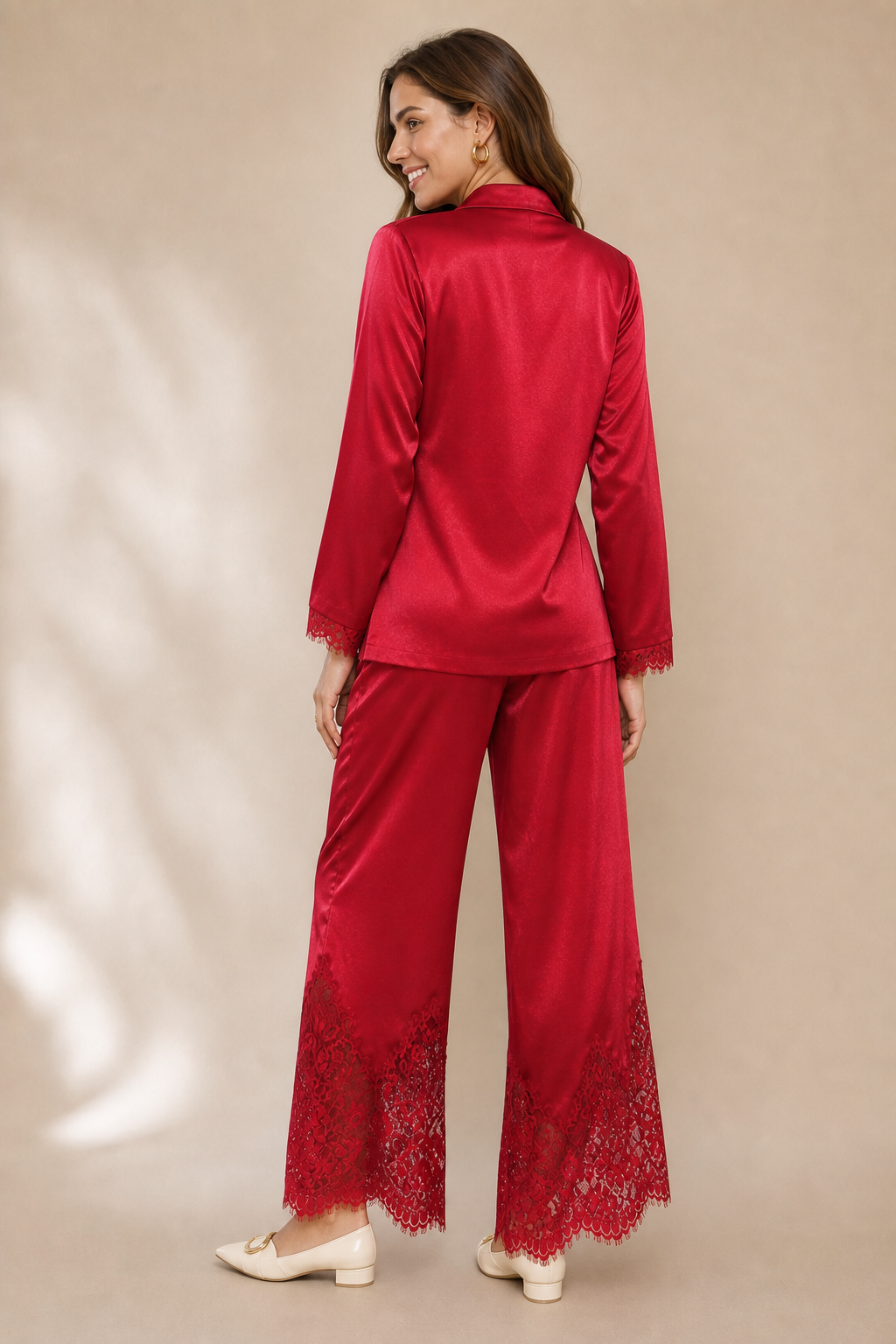Satin Pants With Lace