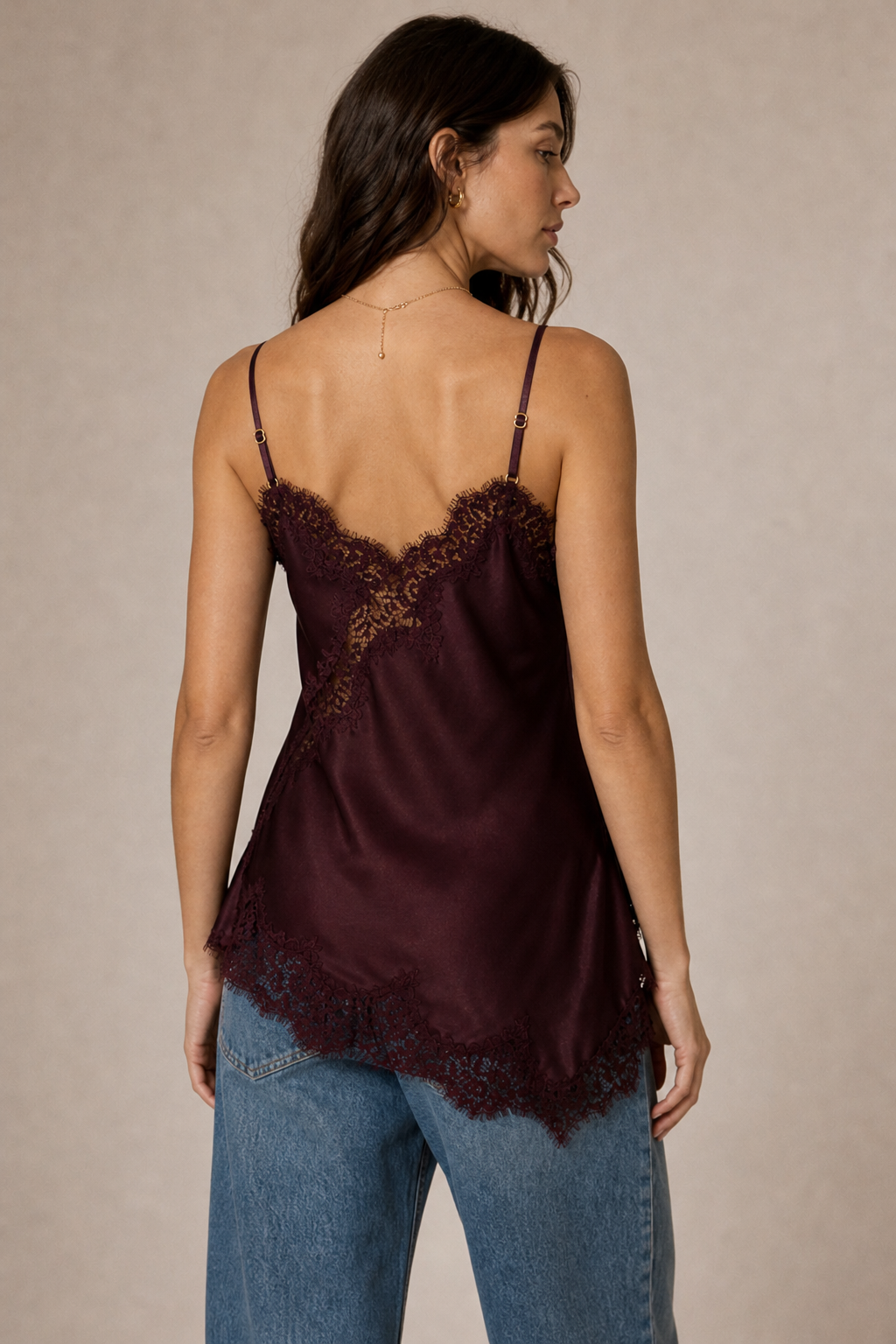 Satin Lace Trim Tank