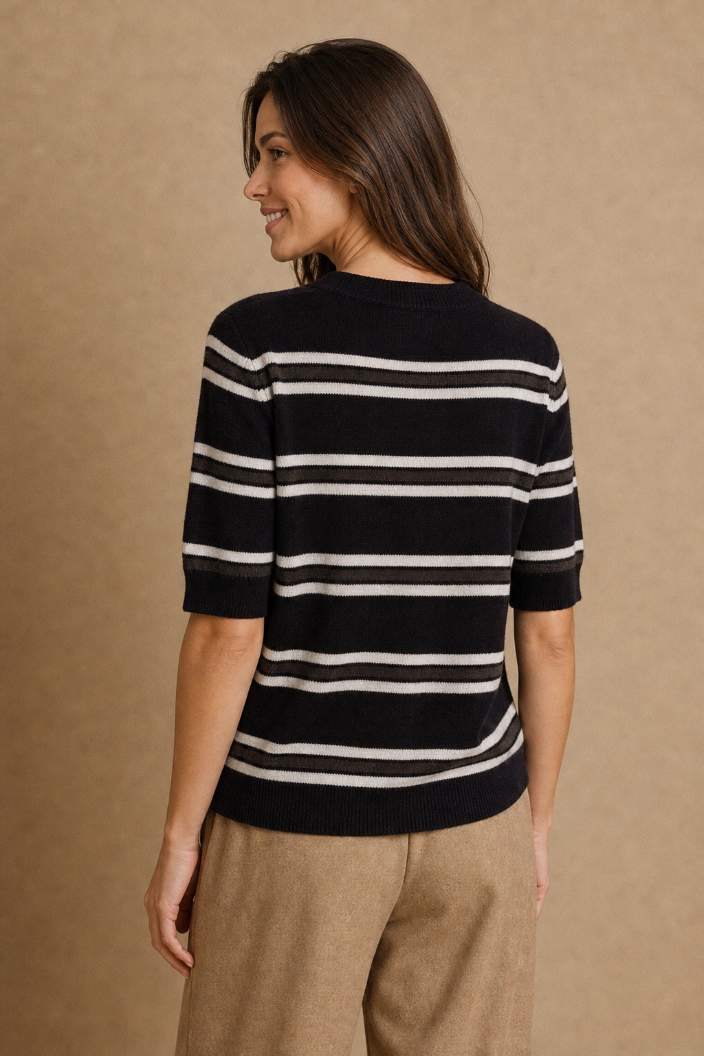 Stripe Short sleeve Sweater