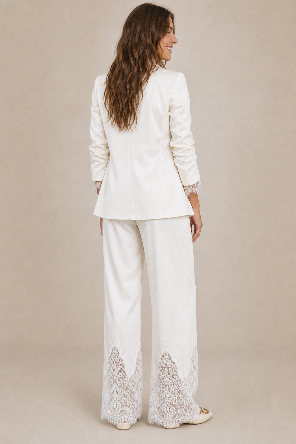 Satin Pants With Lace