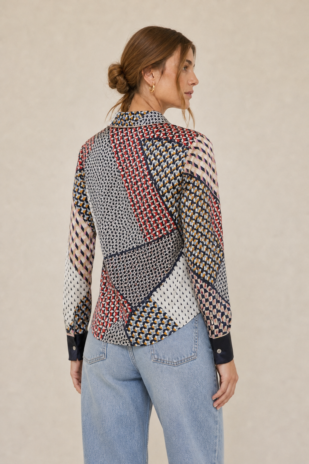 Patchwork Silk Button Down