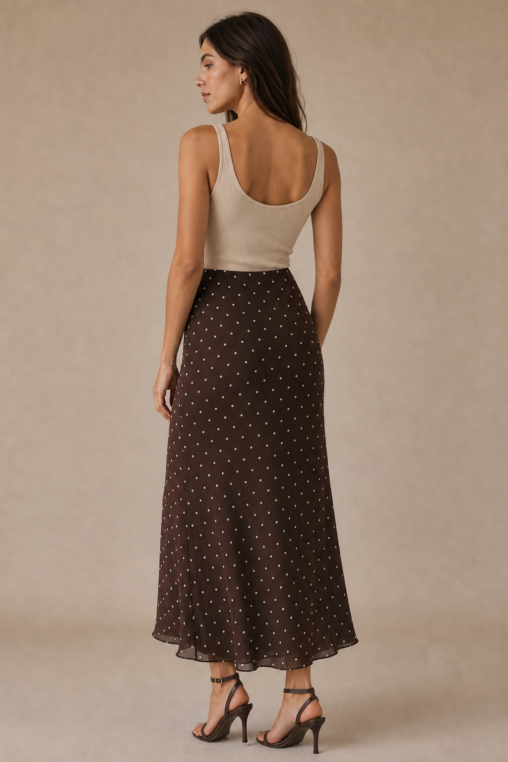 Eda Polka Dot Mesh Midi Skirt