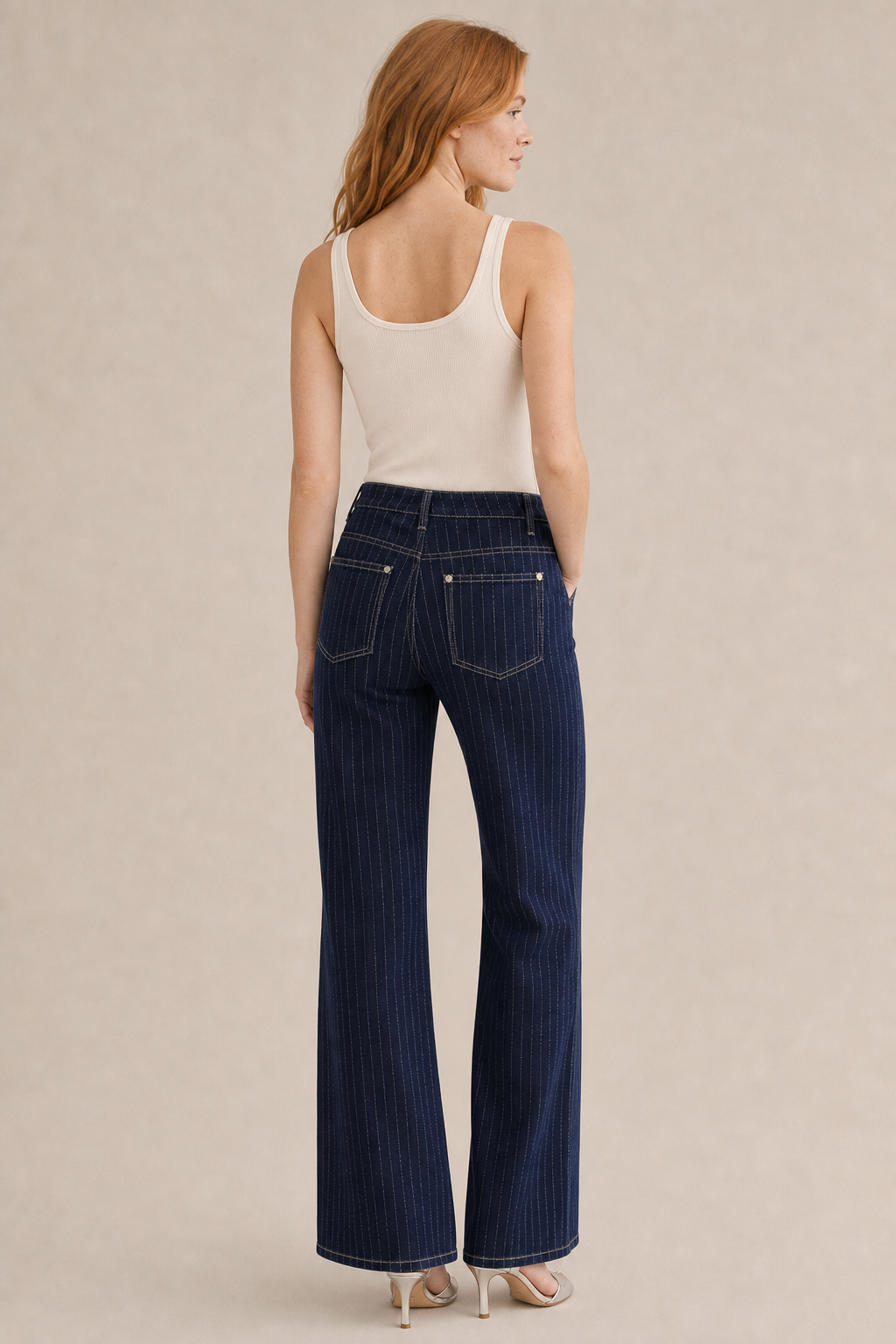 Stripe Mid-rise Denim