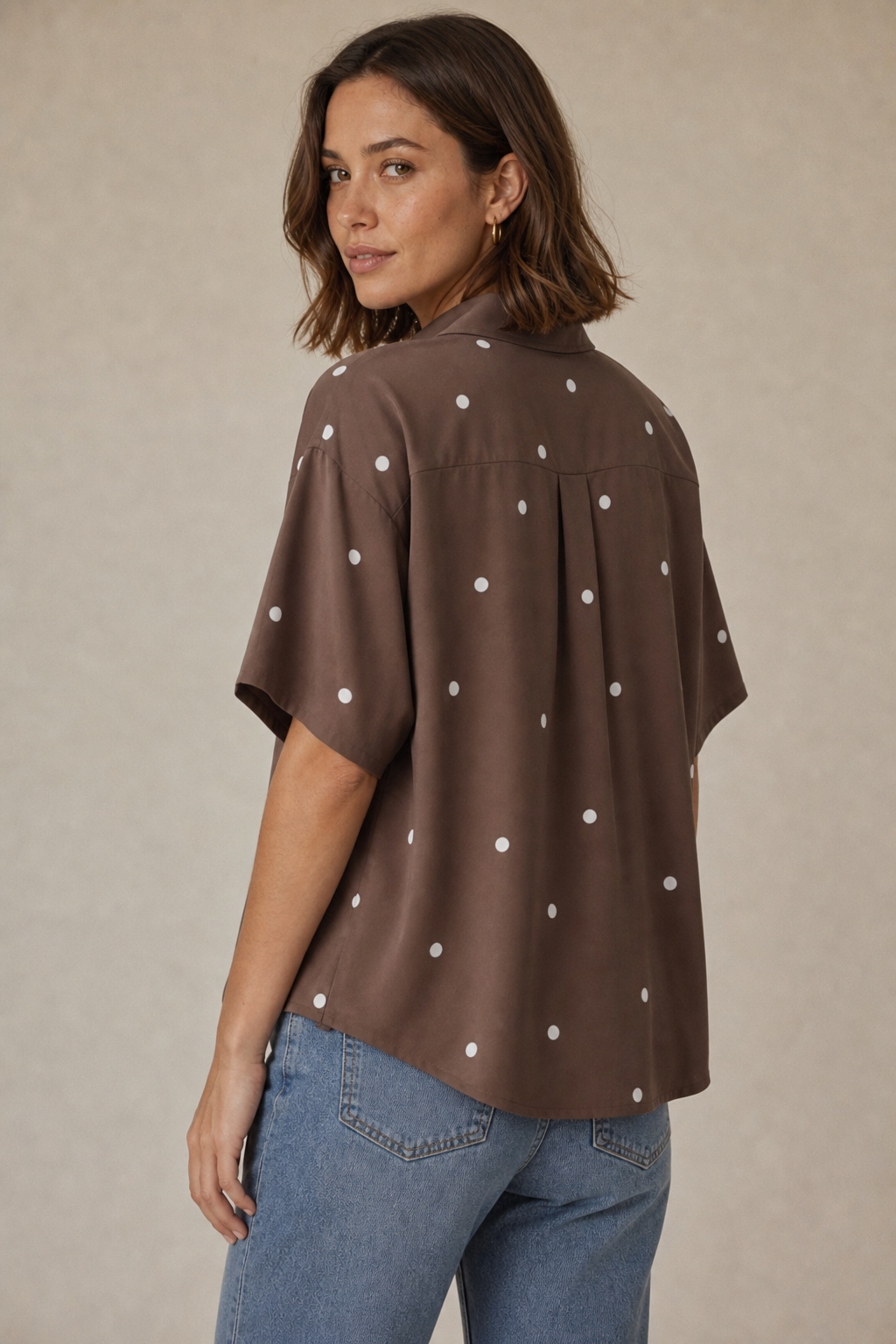Mari Button Up Dot Top