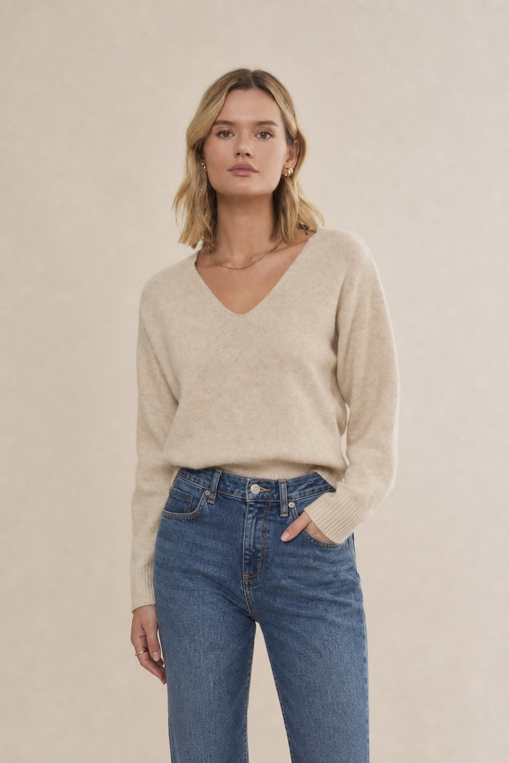 V Neck Soft Sweater