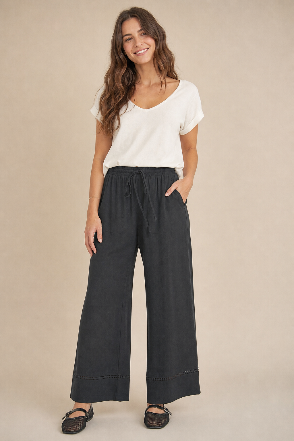 Soft Linen Tie Waist Pants