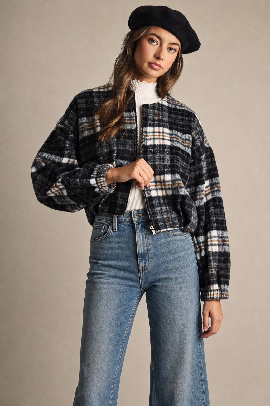 Plaid Bubble Jacket