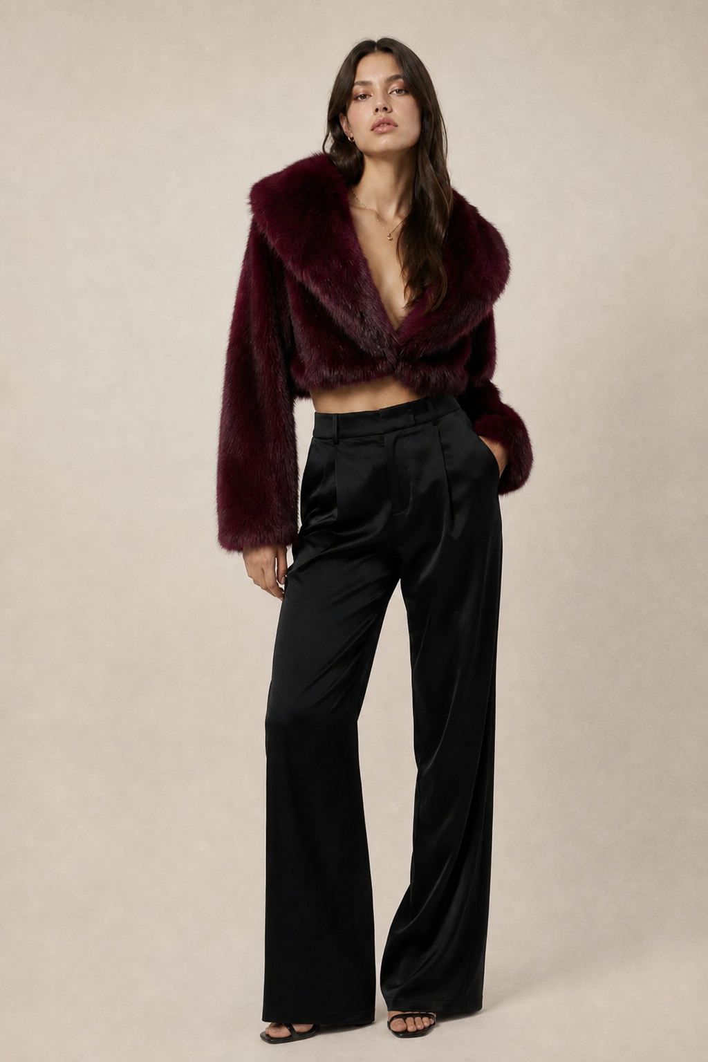 Cropped Faux Fur Jacket