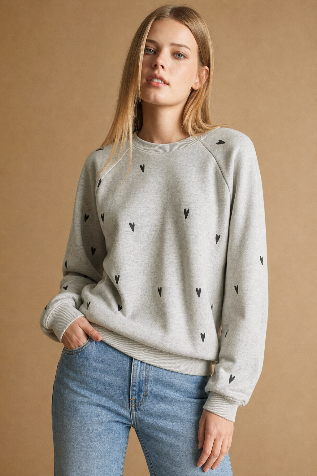 Heart Embroidered Sweatshirt