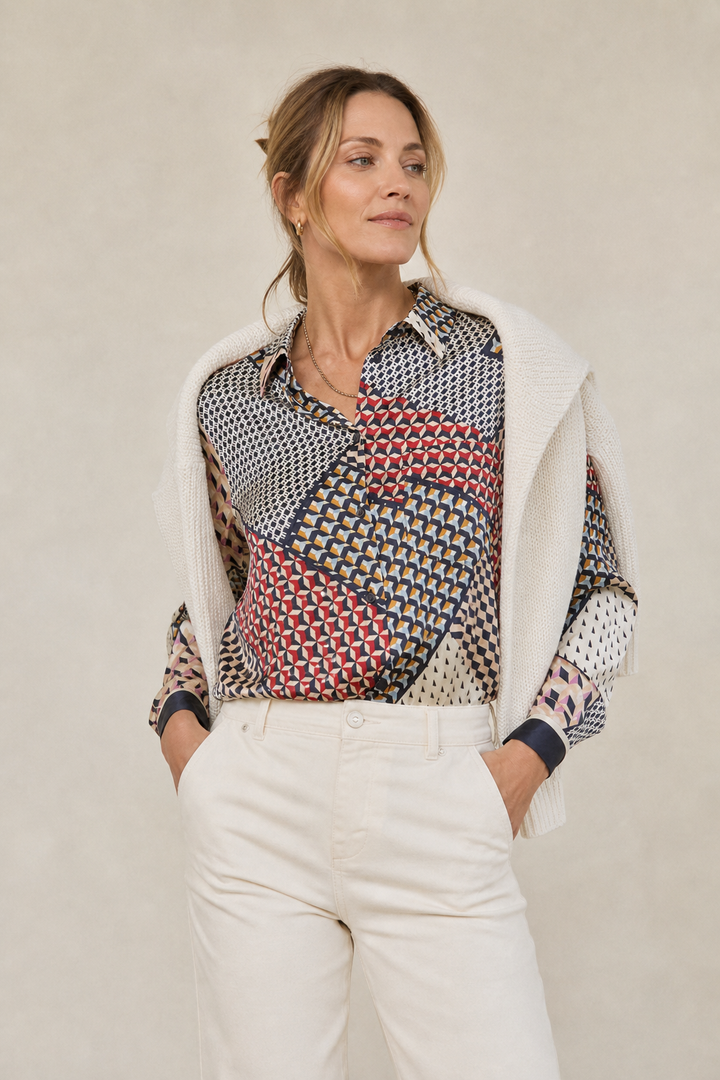 Patchwork Silk Button Down
