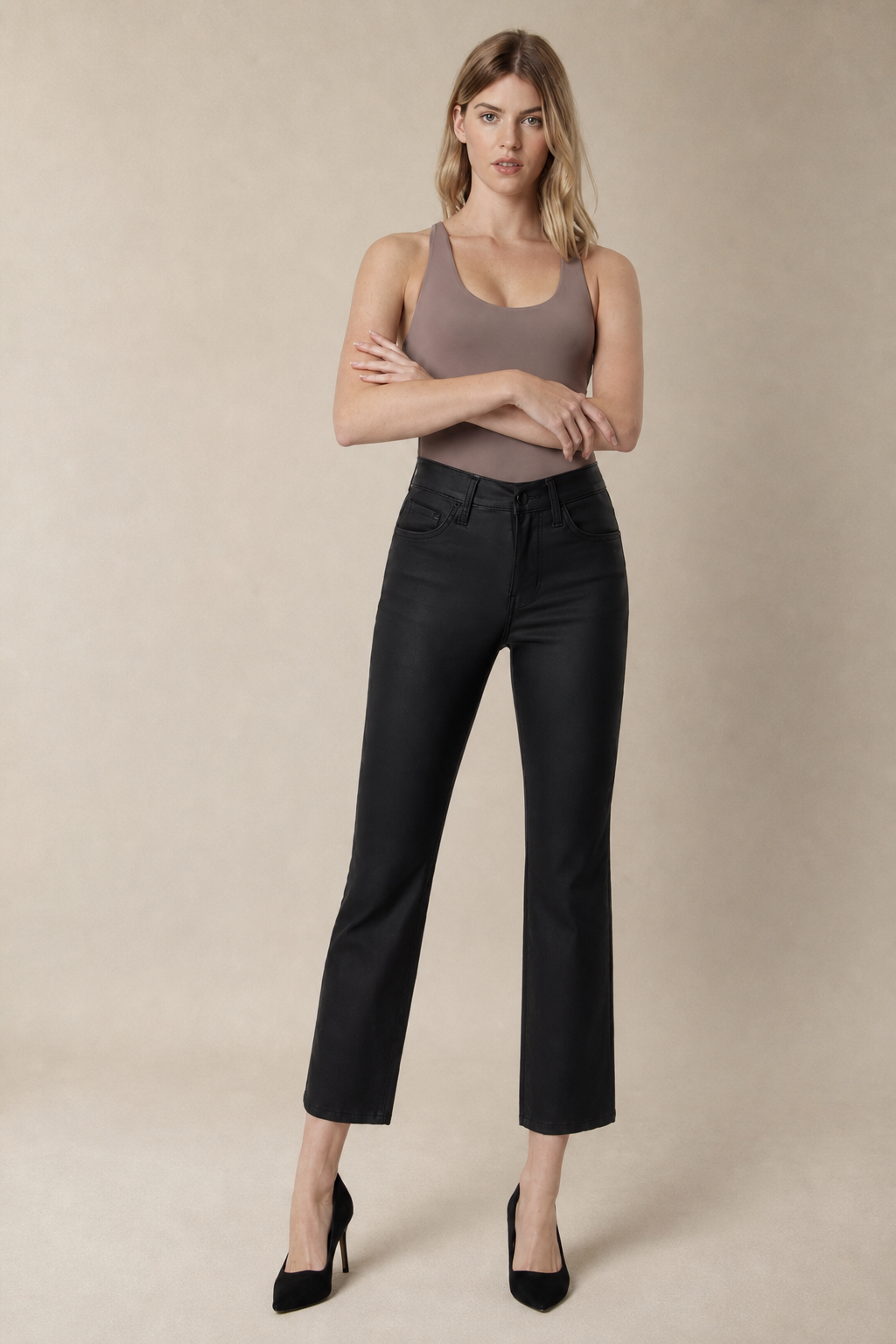 Coated Slim Straight Jeans