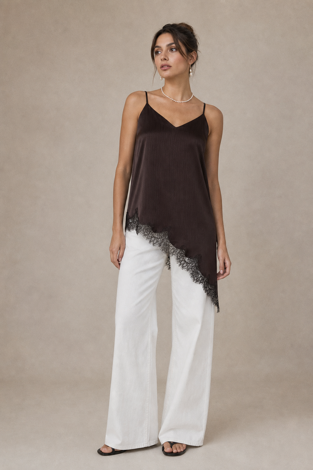 Asymmetrical Satin Cami Tunic