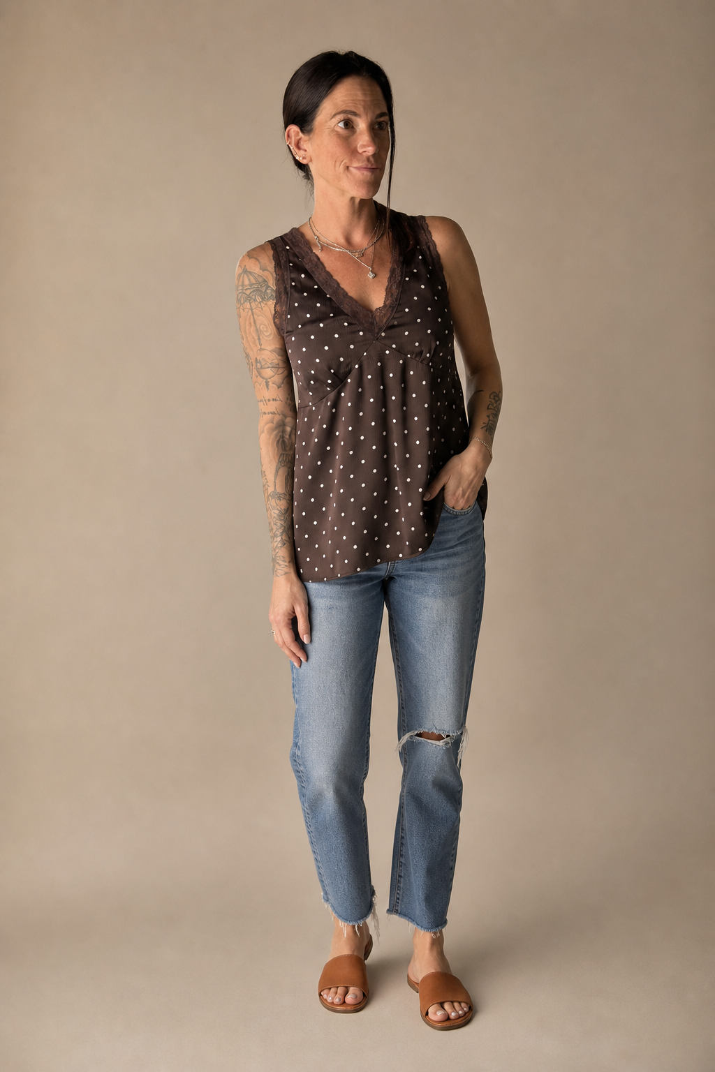 Polkadot Satin Top