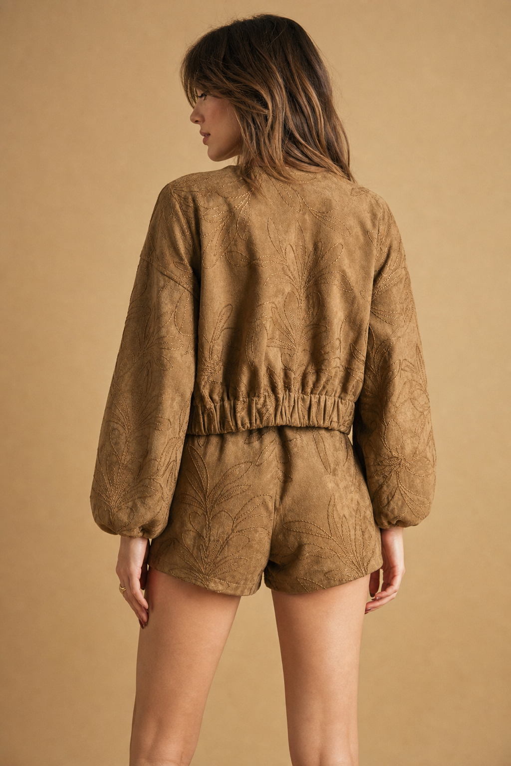 Suede Floral Shorts