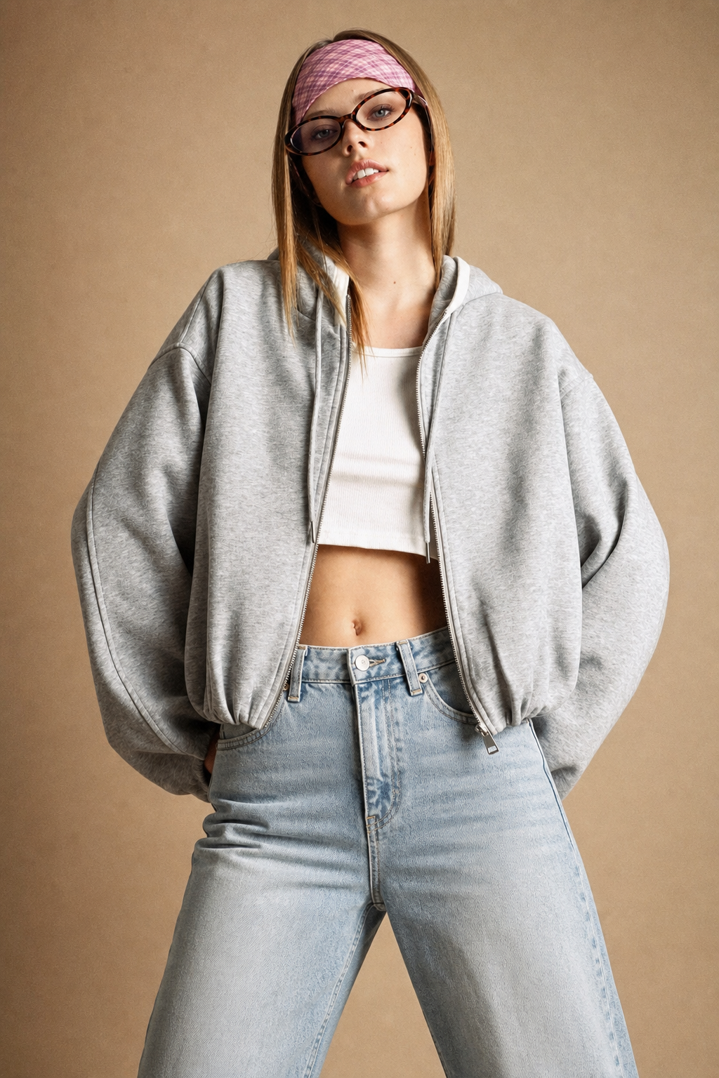 Bubble Hem Zip-up Jacket