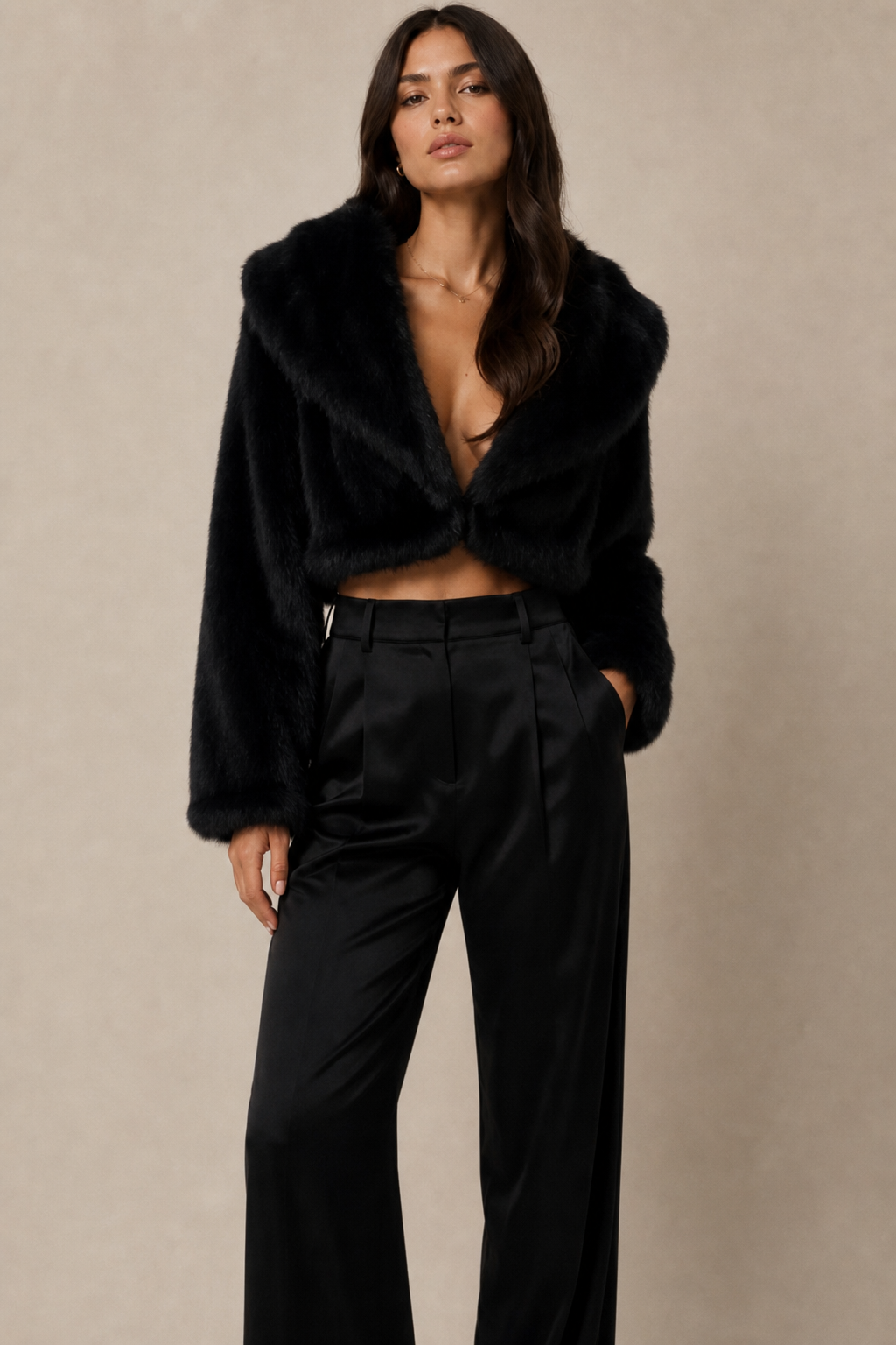 Cropped Faux Fur Jacket