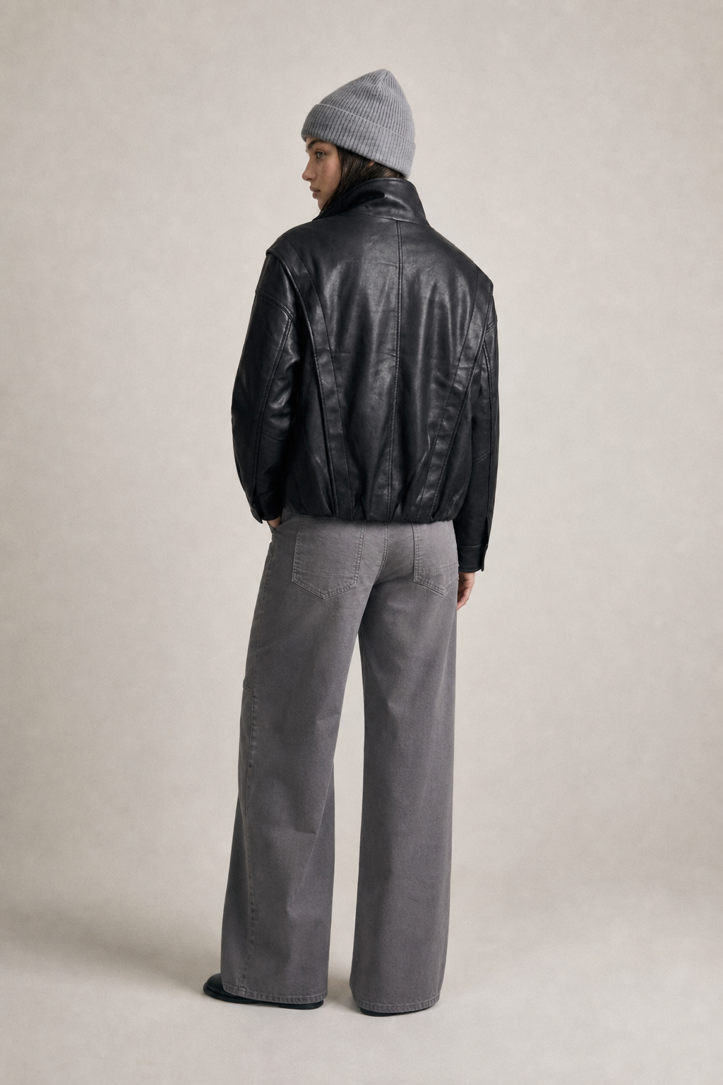 Faux Leather Bomber