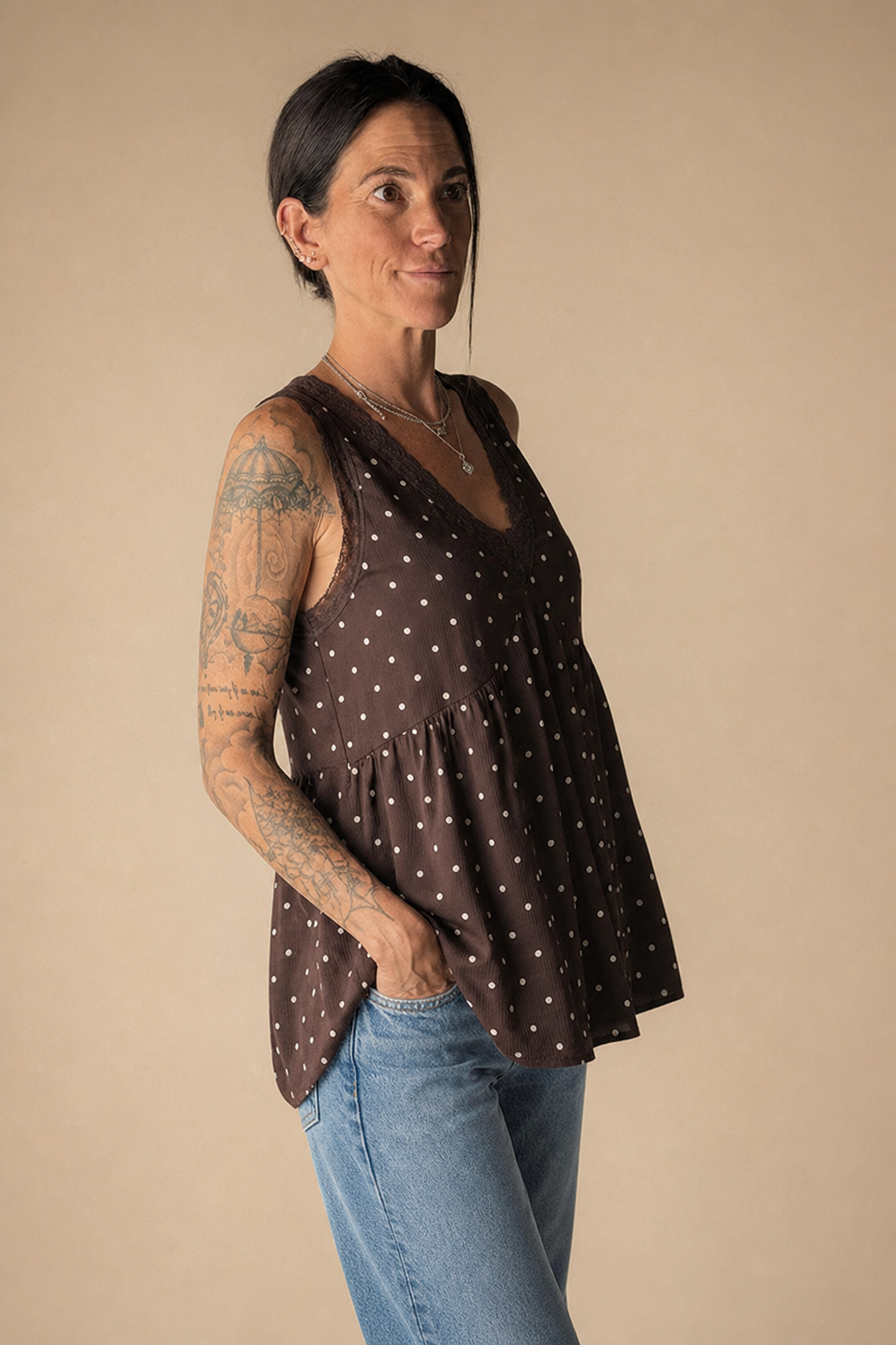 Polkadot Satin Top