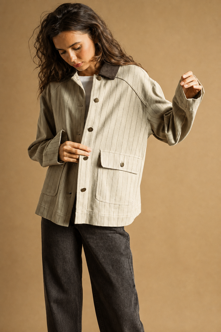 Striped Pattern Barn Jacket