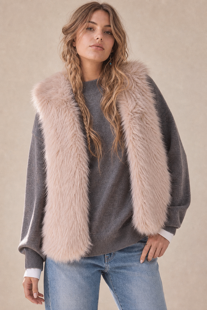 Taupe Faux Fur Vest