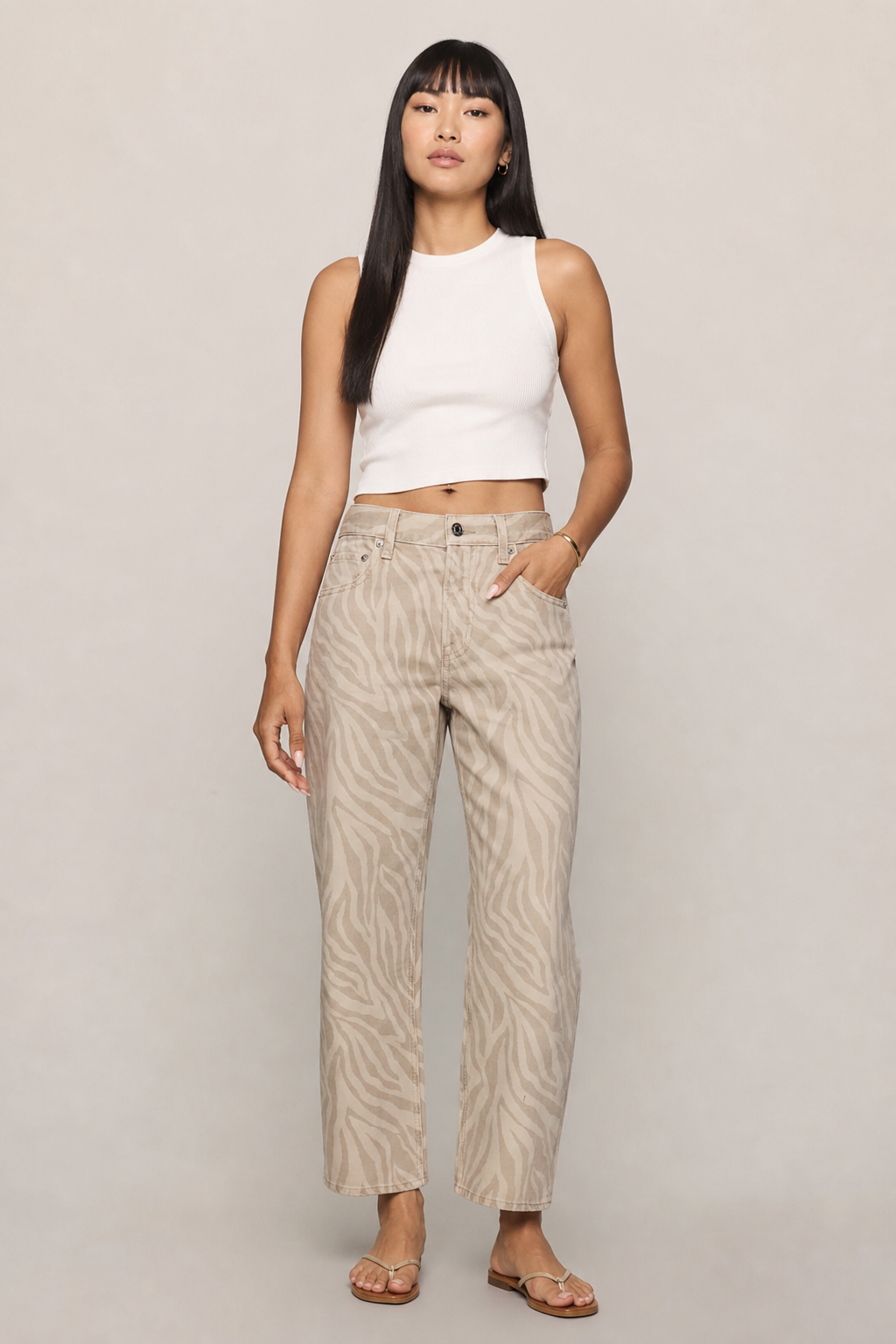 The Off Duty Bowed Ankle Zebra Jeans