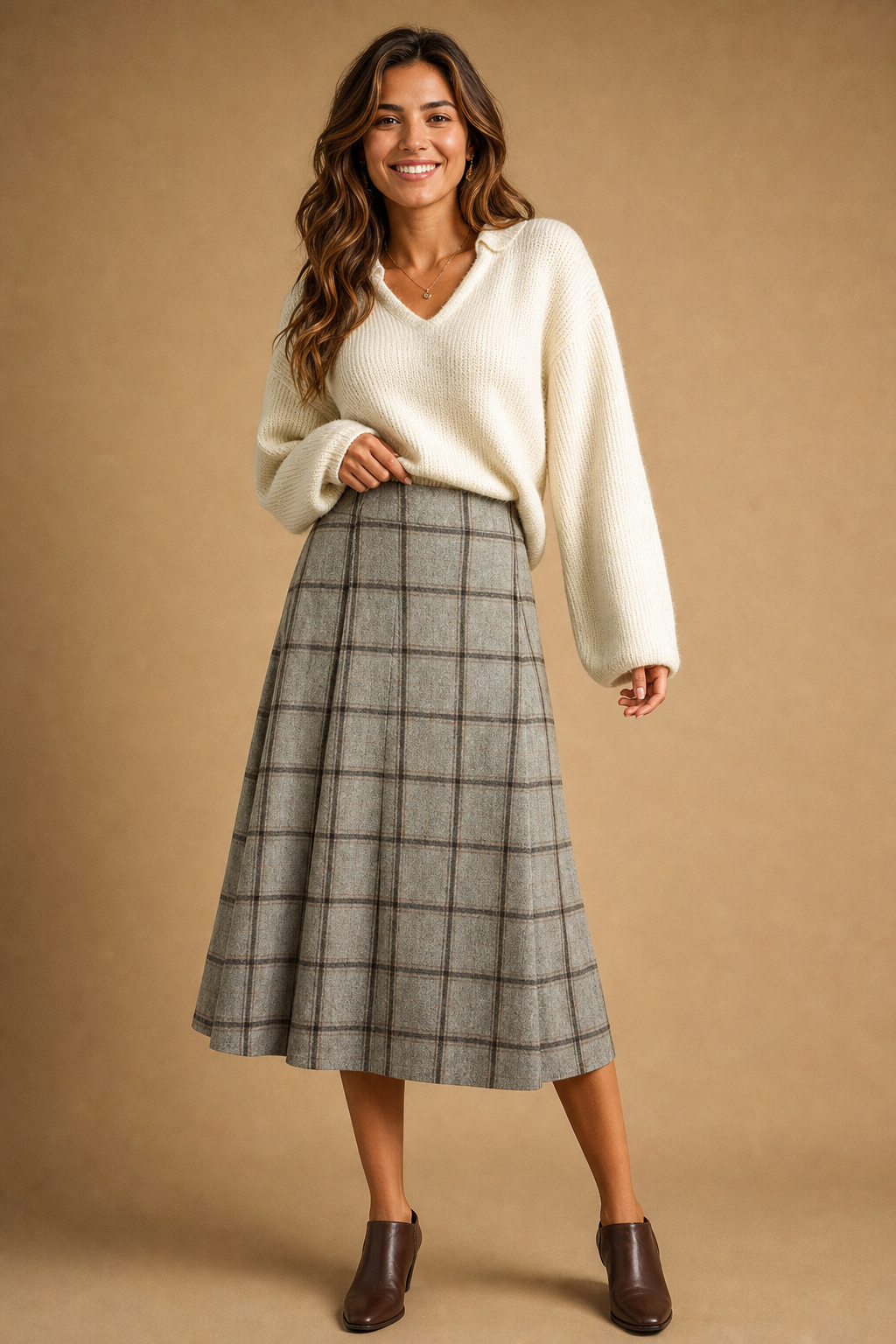 Plaid Long Skirt