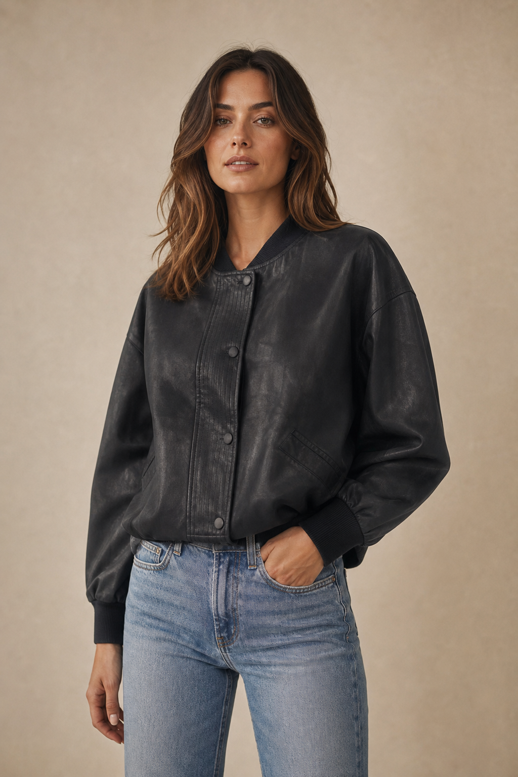Faux Leather Button front Vest/Jacket