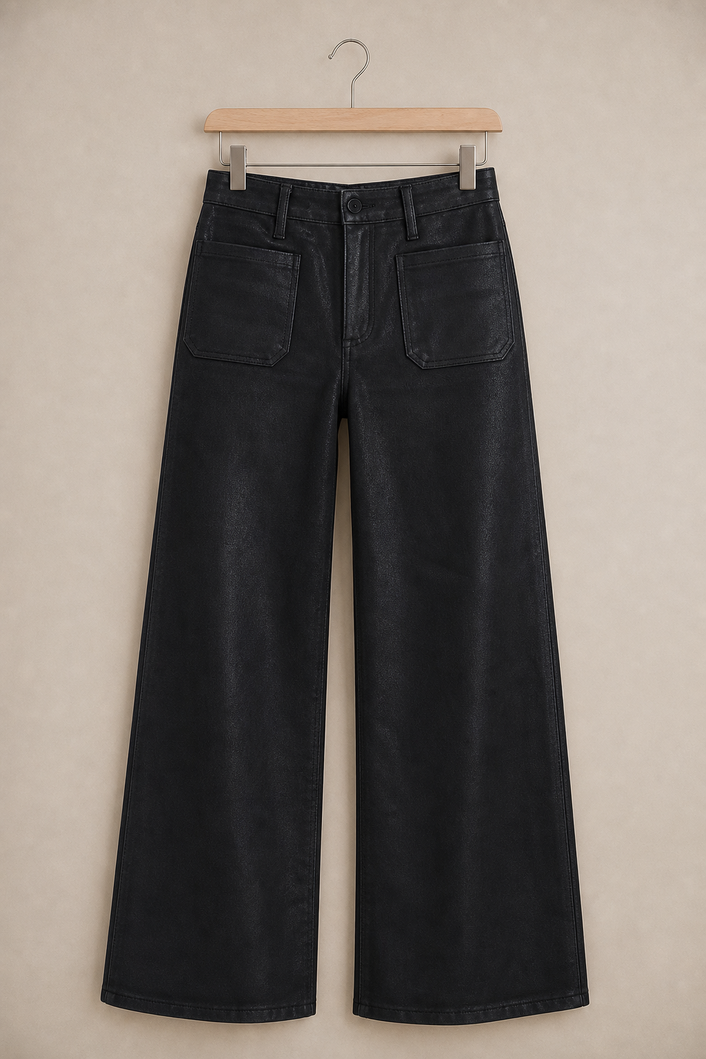Coated Wide Leg Denim