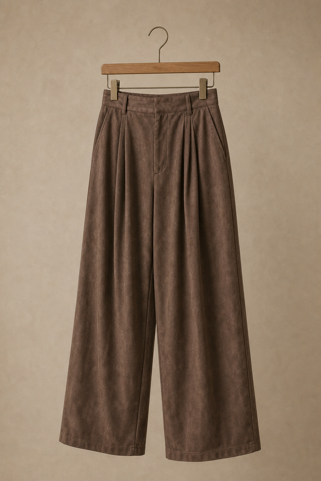 Suede Pleated Pants