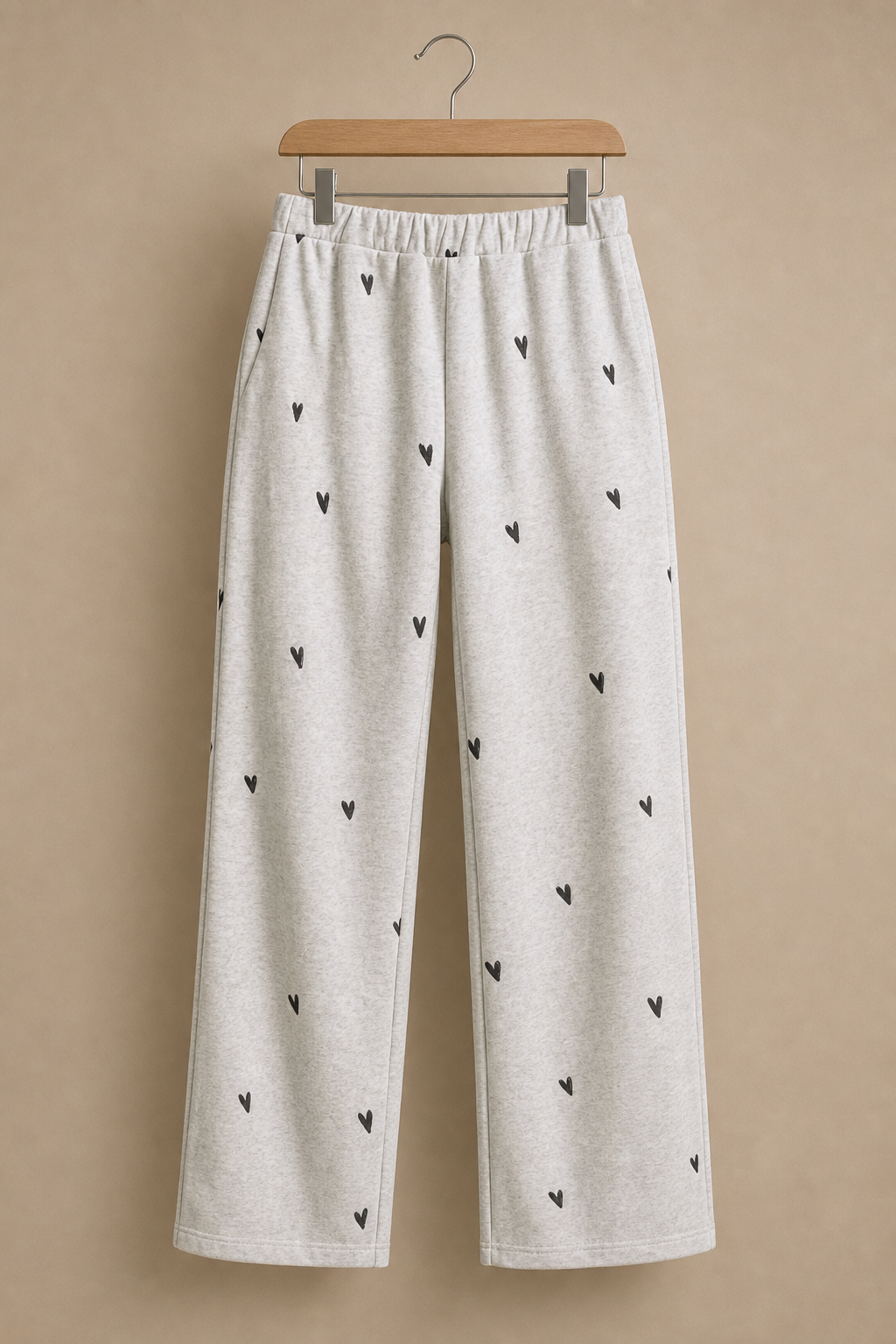 Heart Embroidered Sweat Pants
