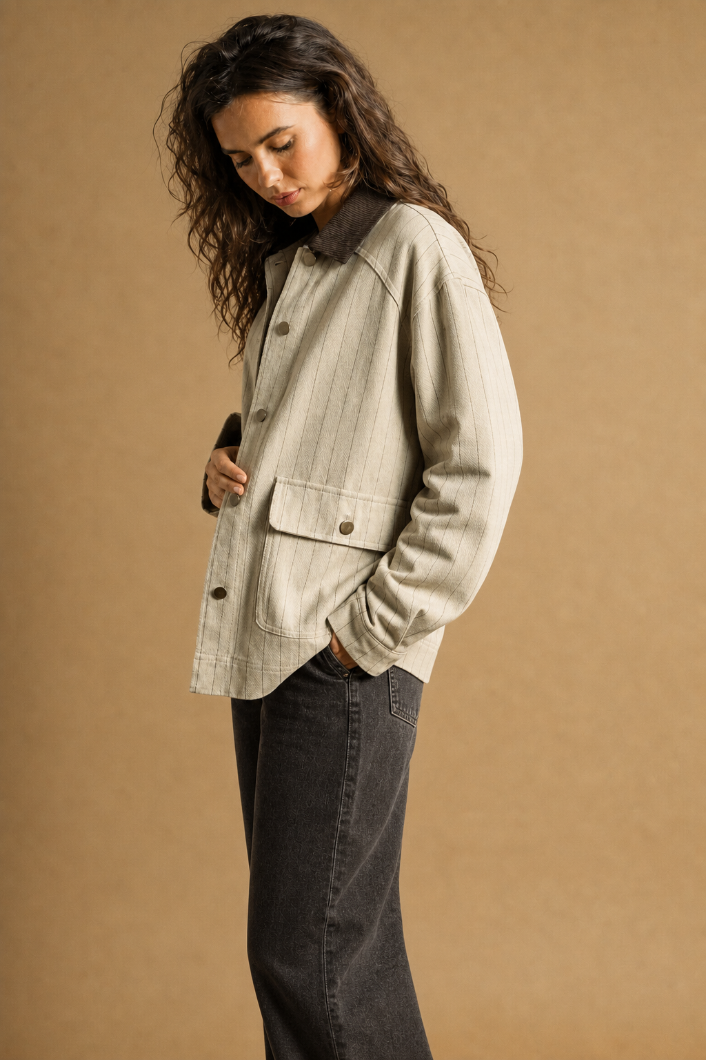 Striped Pattern Barn Jacket