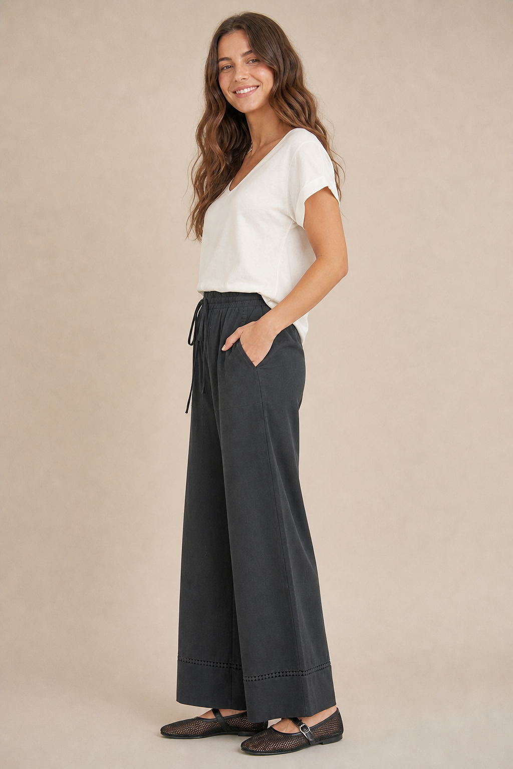 Soft Linen Tie Waist Pants