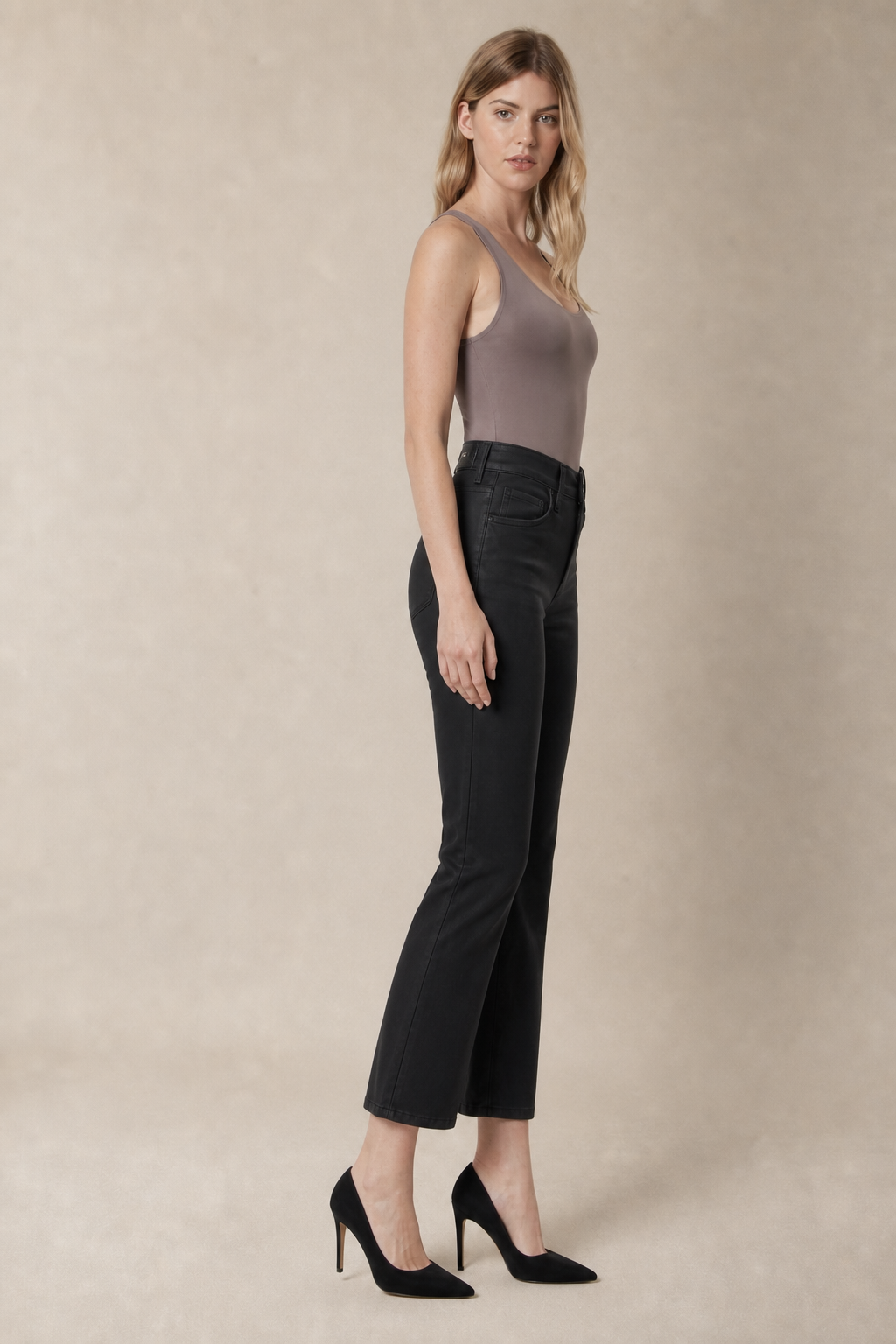 Coated Slim Straight Jeans