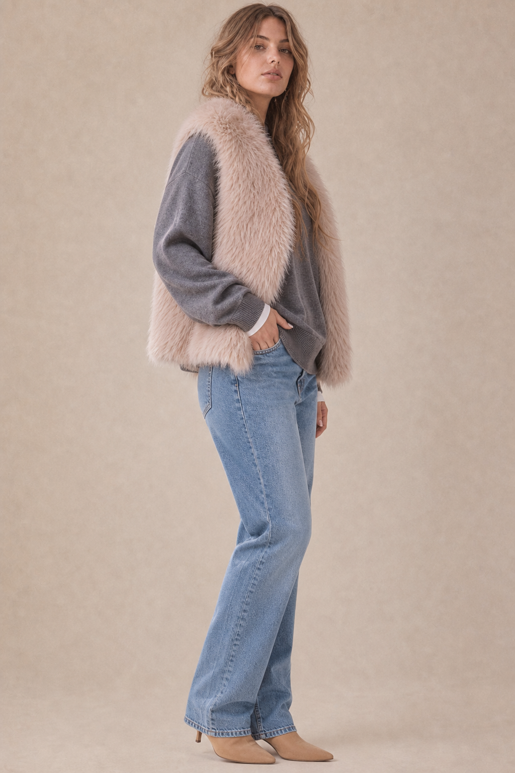 Taupe Faux Fur Vest