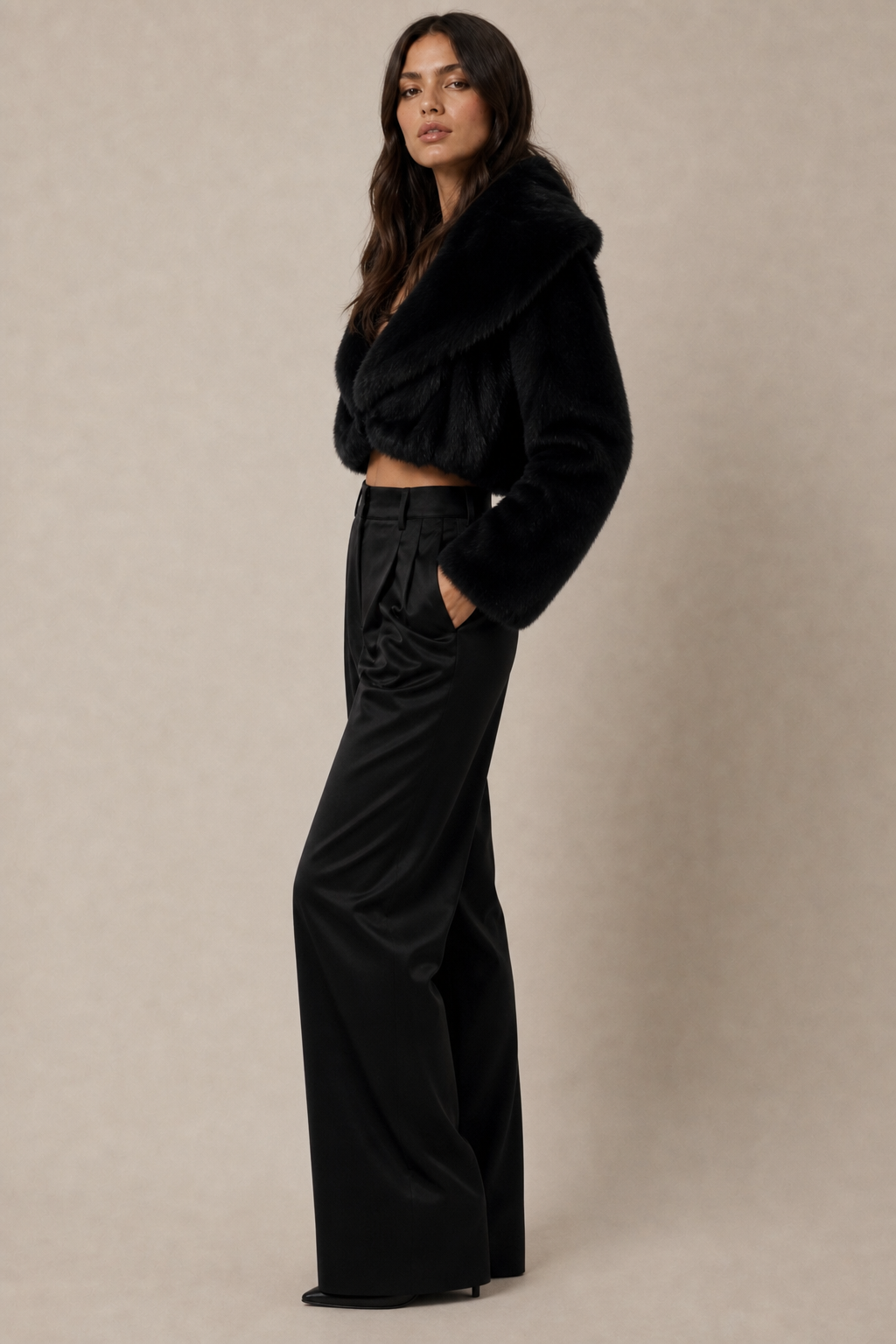 Cropped Faux Fur Jacket