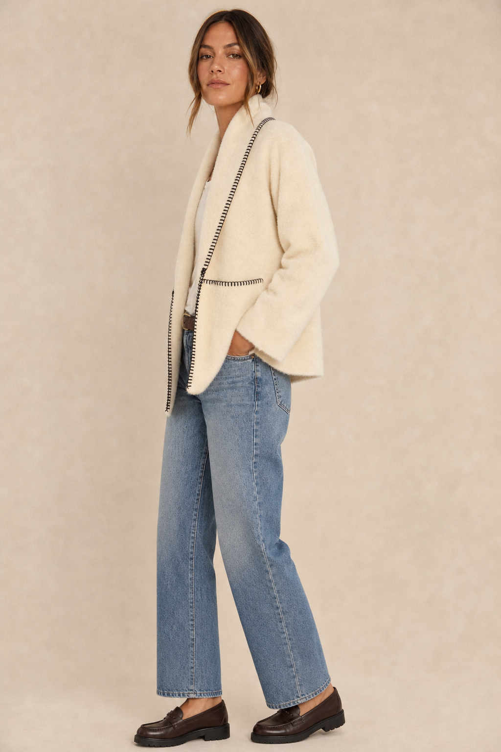 Stitching Sweater Cardigan