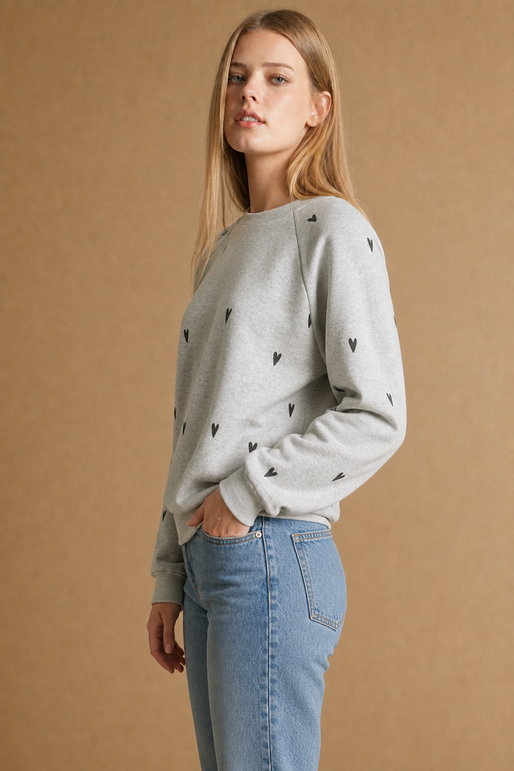 Heart Embroidered Sweatshirt