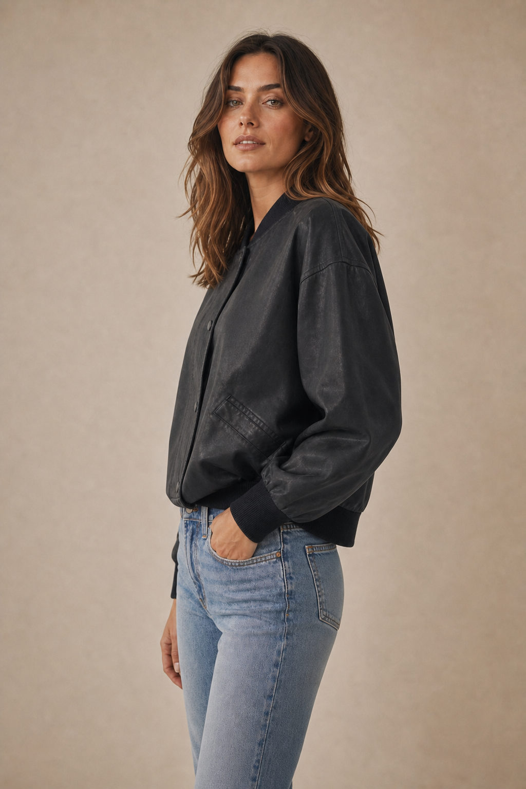 Faux Leather Button front Vest/Jacket